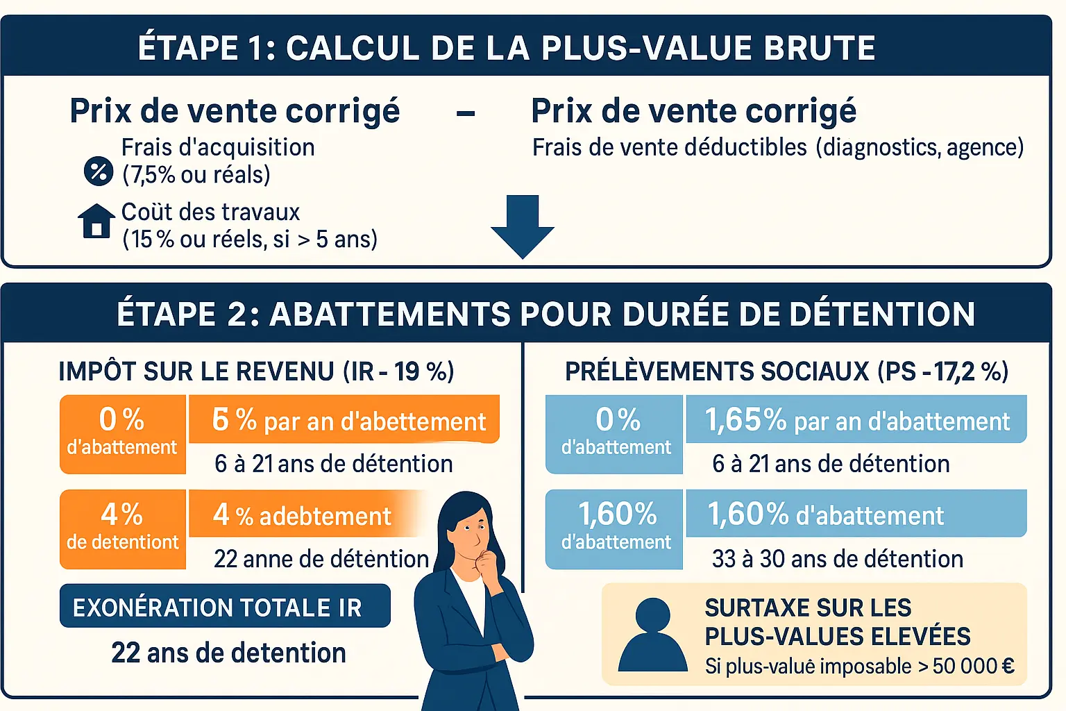 Illustration du calcul de la plus-value