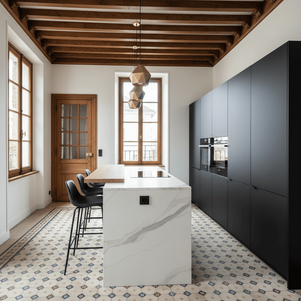 Cuisine dans une maison meuliere