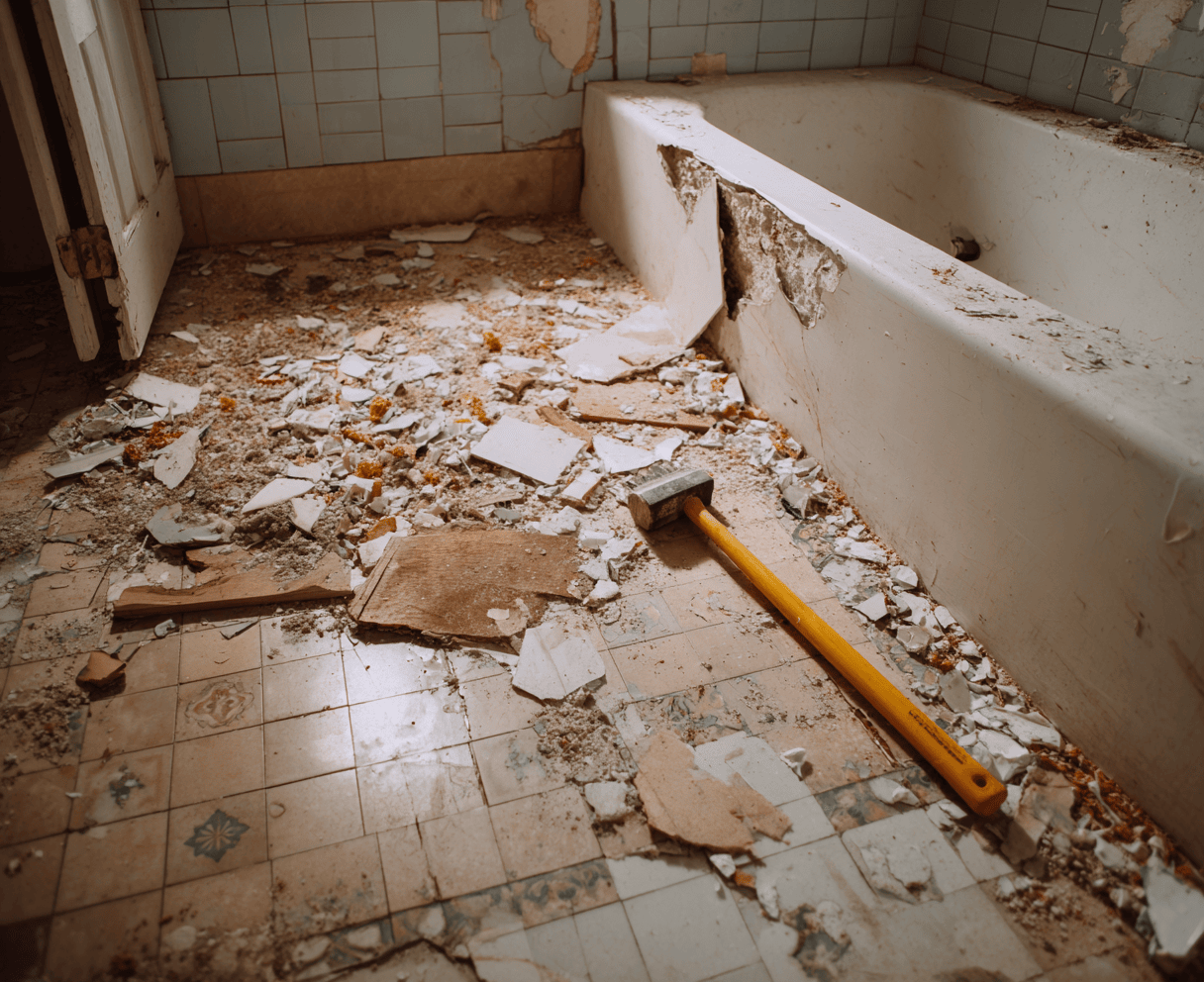 Destruction de baignoire salle de bain