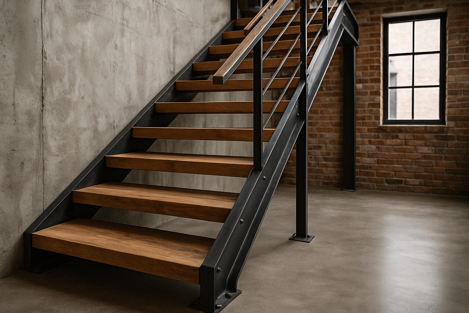 Escalier en bois industriel