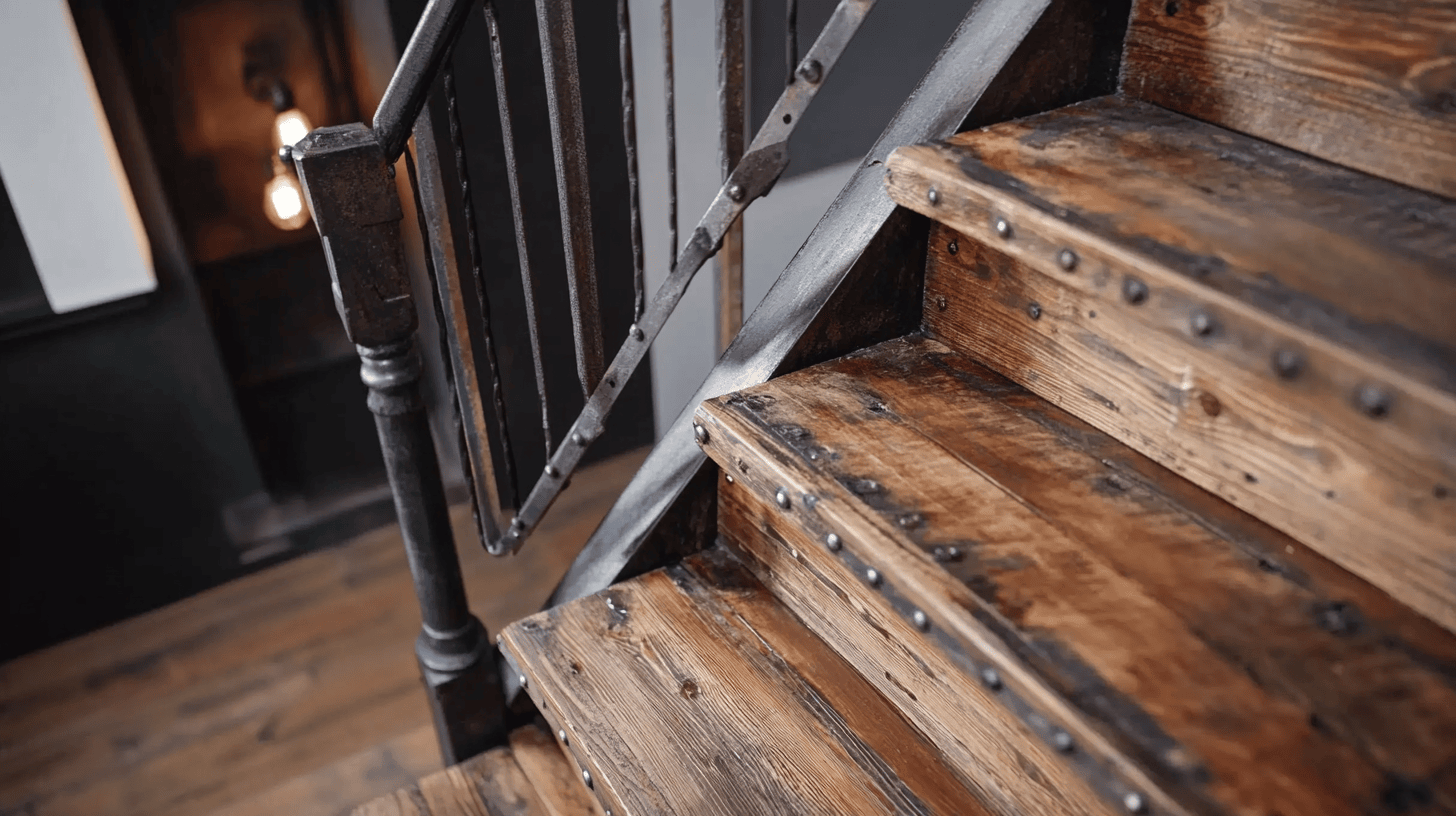 Escalier en bois renover en style industriel