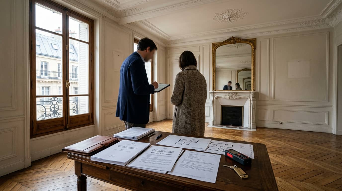 Guide d'achat d'un appartement haussmannien à Paris : façade en pierre de taille, balcon filant et intérieur de prestige