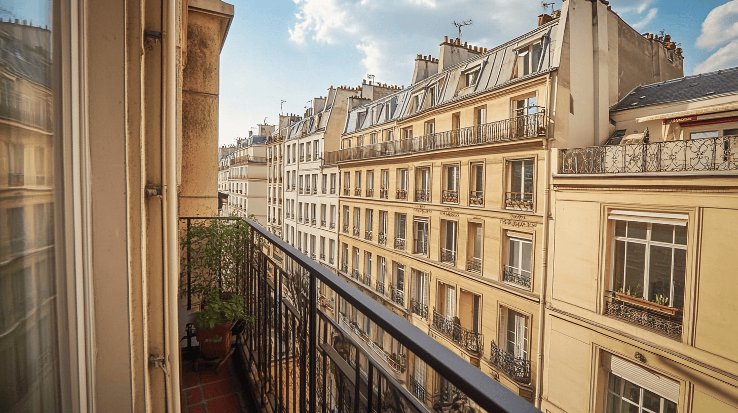 Appartement parisien vue balcon vers rue